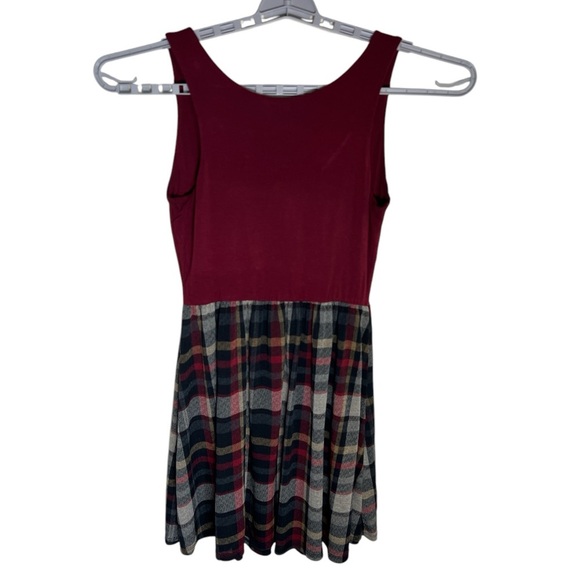Plaid Skater Dress - Burgundy and Multicolor XL - Picture 4 of 4